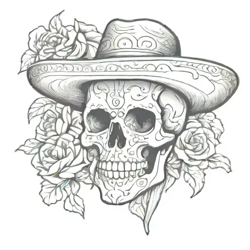 mariachi skull tattoo design idea