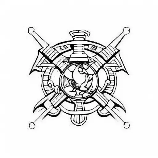 Marine Corps Emblem geometric black and white tattoo design idea