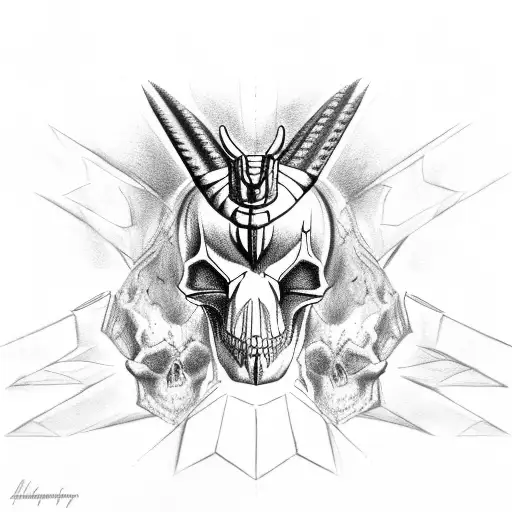 Anubis with skull, with light, gof of death, realistic tattoo design idea