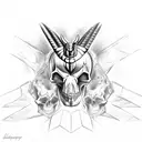 Anubis with skull, with light, gof of death, realistic tattoo design idea