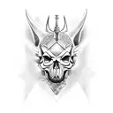 Anubis with skull, with light, gof of death, realistic tattoo design idea