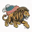 american flag lion  tattoo design idea