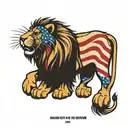 american flag lion  tattoo design idea