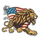american flag lion  tattoo design idea