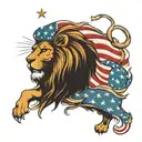 american flag lion  tattoo design idea