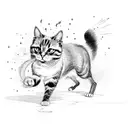 Firecrackers black cat tattoo design idea