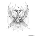 Phoenix Aquarius abdomen  tattoo design idea