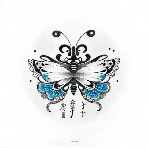 Butterfly covering the words yes please tattoo design idea