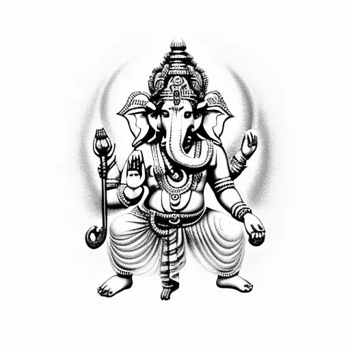 Hindu god Ganesh in an optical illusion design tattoo design idea