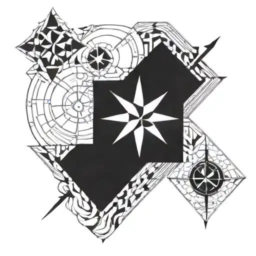 Geometric shapes, compass, carpenter's square, tattoo design idea