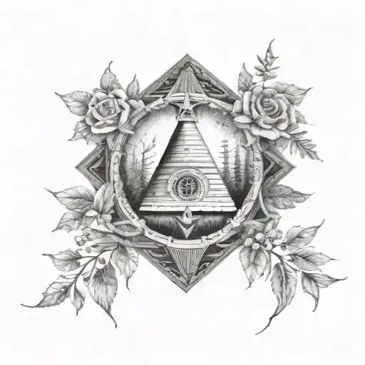 Nature, hidden masonic figures, silence, confidentialy tattoo design idea