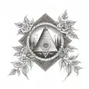 Nature, hidden masonic figures, silence, confidentialy tattoo design idea