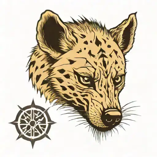 Hyena head with three eyes viking runes vegvisir Rune design tattoo design idea