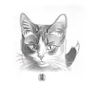 4x4 cat with flower tattoo design idea