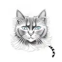 4x4 cat with flower tattoo design idea