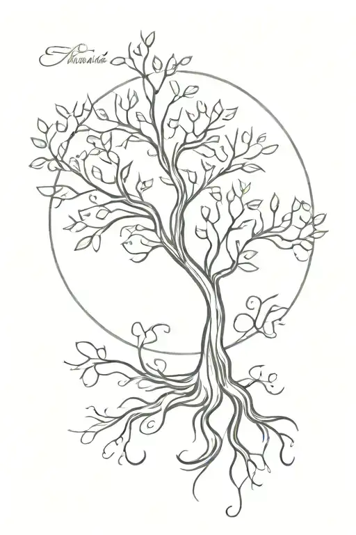 A small and minimalist design of a tree of life, with your mom's signature subtly incorporated into the branches. A symbol of strength and connection, perfect for your side wrist tattoo. tattoo design idea