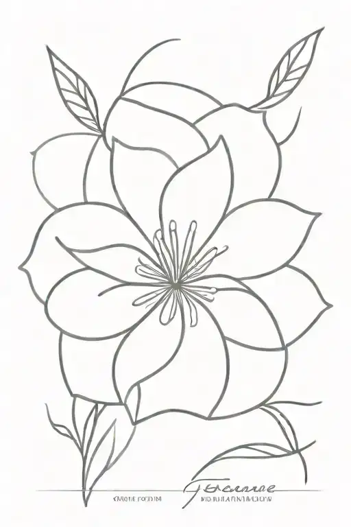 A delicate and minimalist design of a blooming flower, with your mom's signature elegantly woven into the petals. A symbol of growth and beauty, perfect for your side wrist tattoo. tattoo design idea