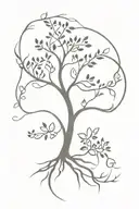A small and minimalist design of a tree of life, with your mom's signature subtly incorporated into the branches. A symbol of strength and connection, perfect for your side wrist tattoo. tattoo design idea