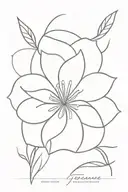 A delicate and minimalist design of a blooming flower, with your mom's signature elegantly woven into the petals. A symbol of growth and beauty, perfect for your side wrist tattoo. tattoo design idea