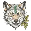 wolf head and a forest tattoo design idea