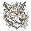 wolf head and a forest tattoo design idea