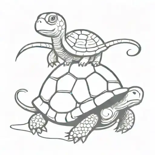 worm riding on a turtle tattoo design idea