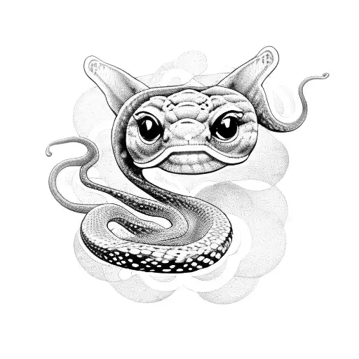 A snake coiled around a moonlit butterfly tattoo design idea