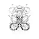 A snake coiled around a moonlit butterfly tattoo design idea
