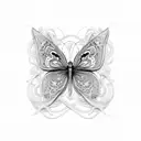 An intricate design combining butterflies and snakes in a black-grey style tattoo design idea