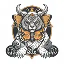 butterfly bear tattoo design idea