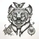 butterfly bear tattoo design idea