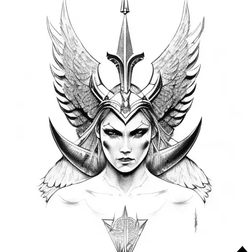 Warrior Valkyrie with scar face tattoo design idea