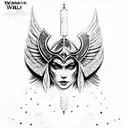 Warrior Valkyrie with scar face tattoo design idea
