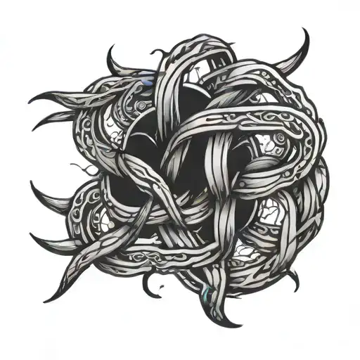 two thick  black lines intertwined tattoo design idea