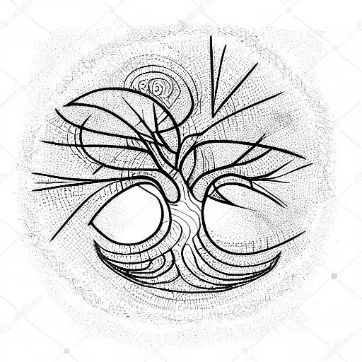 tree of with spiral tattoo design idea