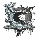 Swimmer diving into a pool with water splashing all around tattoo design idea