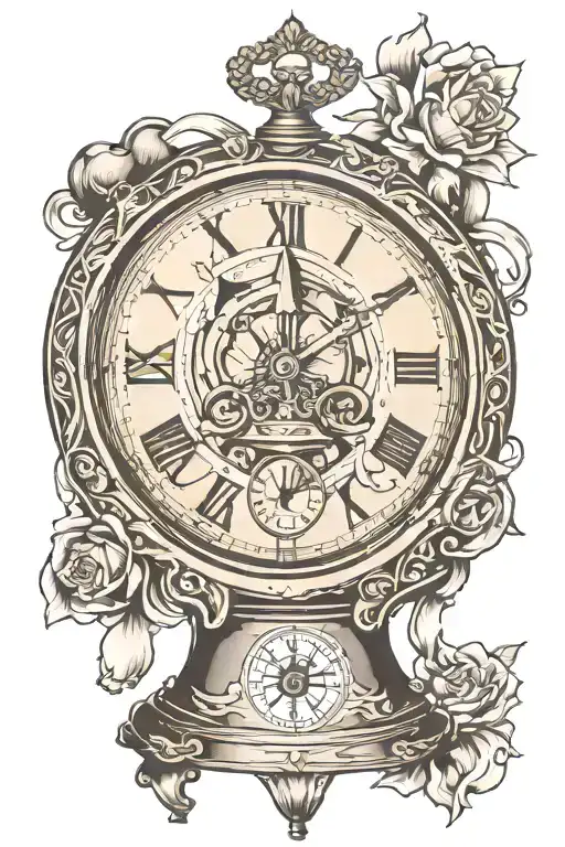 clock compass liberty bell  tattoo design idea