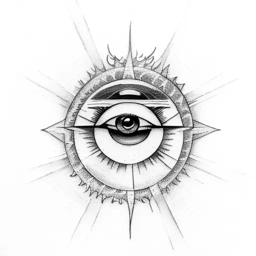 evil eye divine feminine moon meets divine masculine sun  tattoo design idea