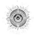 evil eye moon sun  tattoo design idea