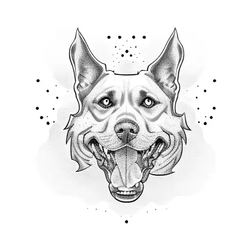 mixed labrdor dog road trip america tattoo design idea