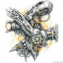 Biomechanical high tech cybernetic cyberpunk arm tattoo design idea