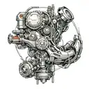 Biomechanical high tech cybernetic cyberpunk arm tattoo design idea