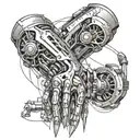 Biomechanical high tech cybernetic cyberpunk arm tattoo design idea