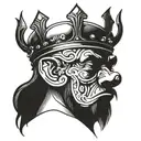 ham head wearing crown tattoo design idea