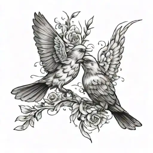 Birds fighting tattoo design idea