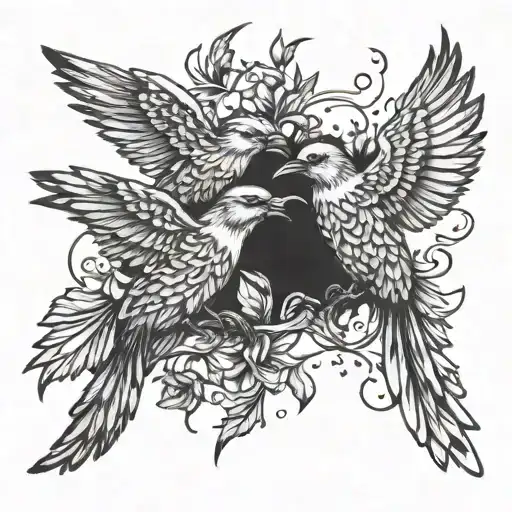 Birds fighting tattoo design idea