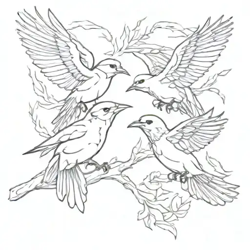 Birds fighting tattoo design idea