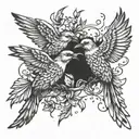 Birds fighting tattoo design idea
