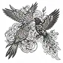 Birds fighting tattoo design idea