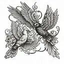 Birds fighting tattoo design idea
